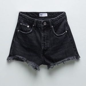 SOLD ZARA Frayed Hi Rise Denim Shorts